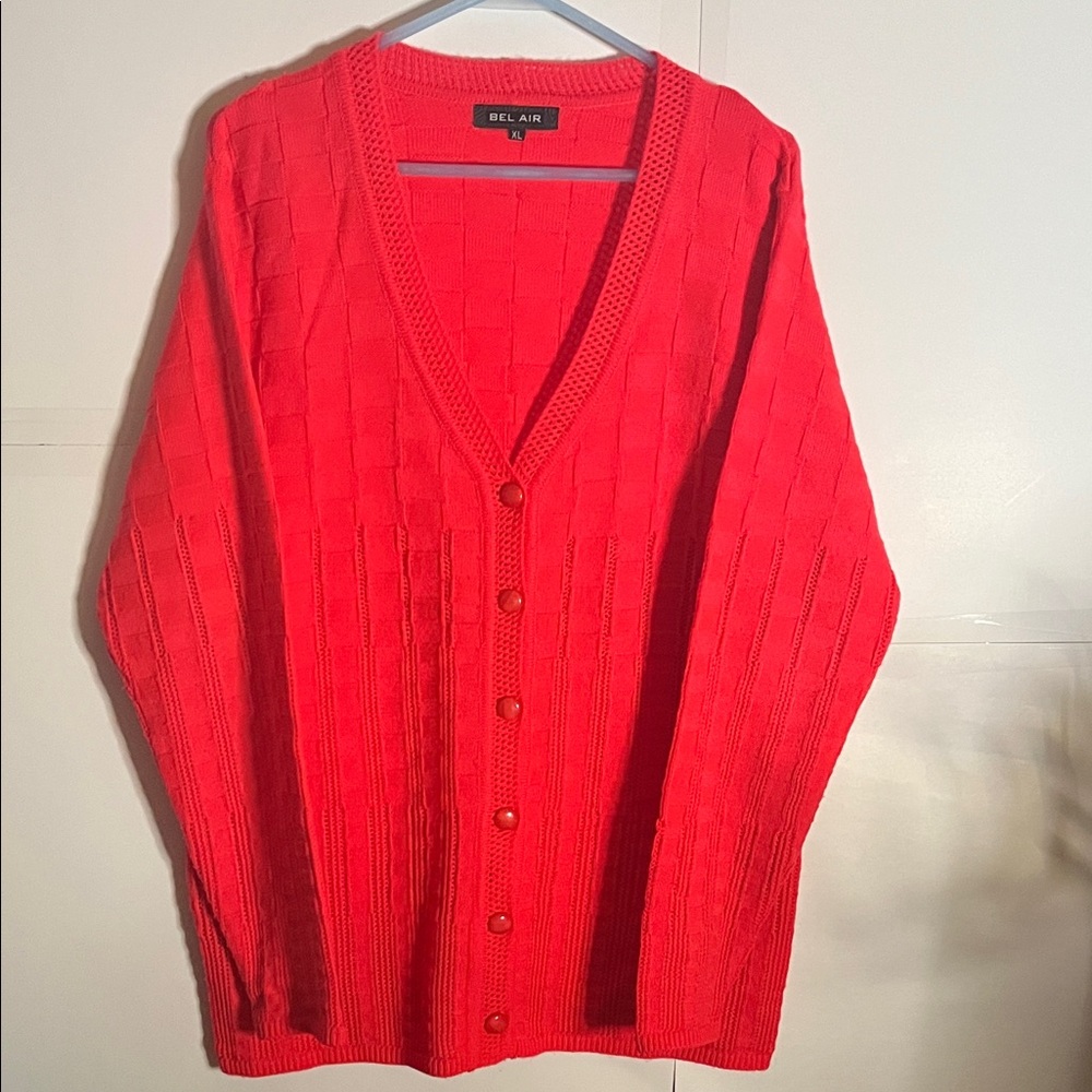 😄Bright pink knit sweater Bel Air Xl cardigan